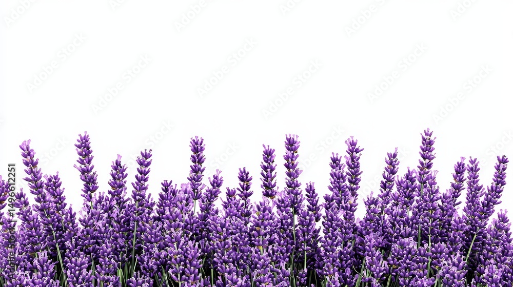 Naklejka premium Lavender Border Purple Floral Composition, White Background, Nature Photography, Lavandula, Floral Design ,lavender,photography