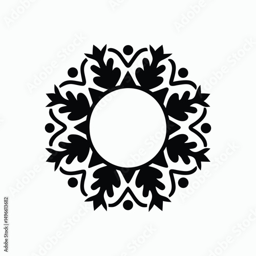 Floral Leaf Circle Mandala Ornament Design