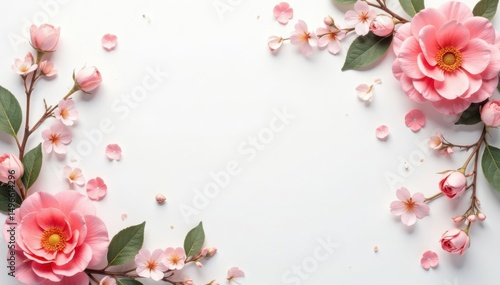 Luxurious white background with delicate floral accents, feminine, subtle, elegant