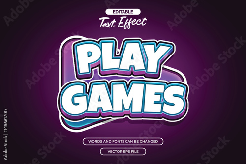 Play games editable text effect with modern text style