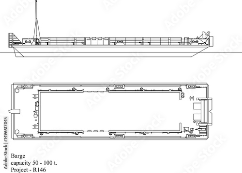 vector illustration sketch silhouette design of container cargo ship barges and scows for the shipping industry on the high seas
