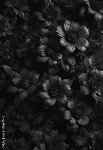 Abstract charcoal floral wallpaper, dark & moody, floral, art, wallpaper