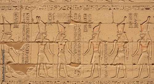 Ancient Egyptian Hieroglyphic Wall Carving Photo