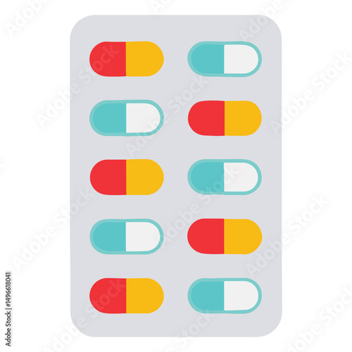 Blister Pack medical equipment, Healthcare tools illustration, hospital design sublimation
