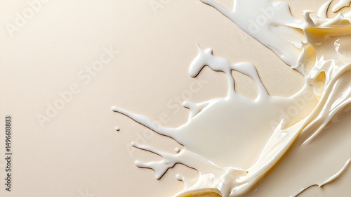 White Liquid Splash on Beige Background