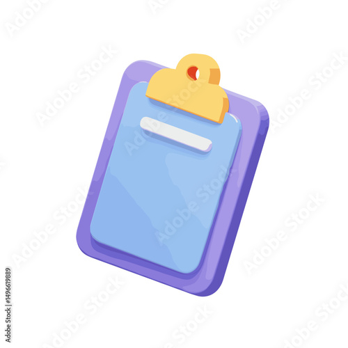 Colorful clipboard with a yellow clip on a purple background 