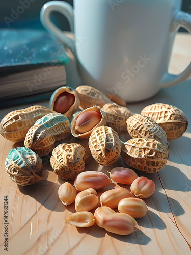 Close-Up of Colorful Peanuts on Light Wooden Surface