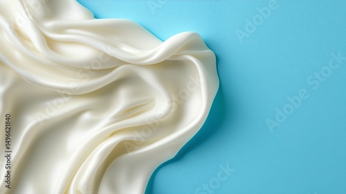 White Silk Fabric on Blue Background