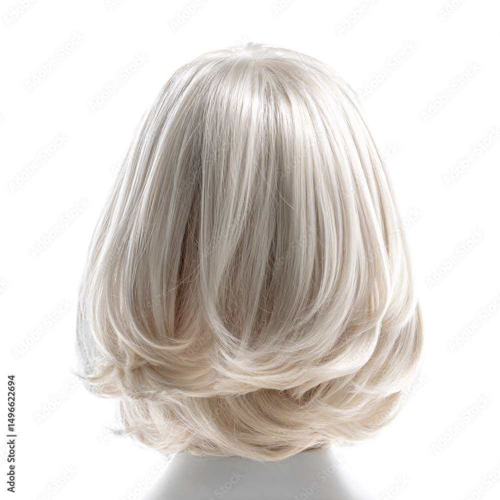Naklejka premium Front view of a stylish wig, isolated on a clean white background for creative work.