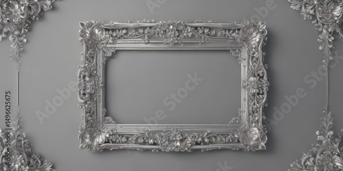Silver ornate frame with delicate floral details, refined, vintage