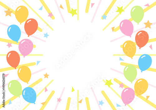 風船が飛ぶカラフルでポップな背景