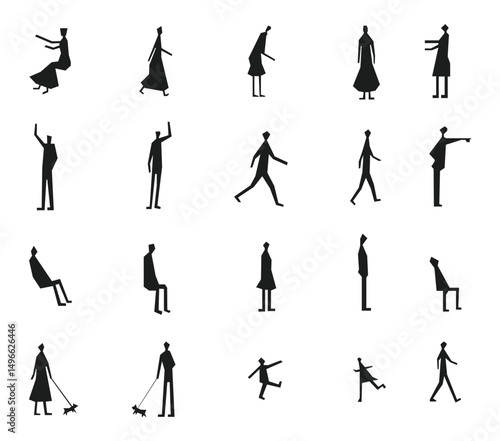 Sketch people illustrations, people vector illustration. Hand drawn, set elements for architecture and landscape design. Sections, Elevations, Floor Plans.