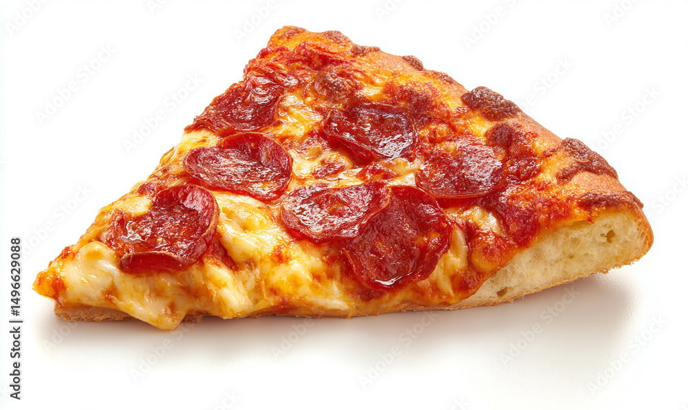 Delicious Pepperoni Pizza Slice Isolated on White Background Delicious Pepperoni Pizza Slice Isolated on White Background