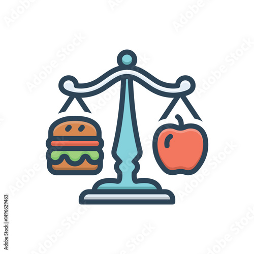 Color illustration icon for rational nutrition