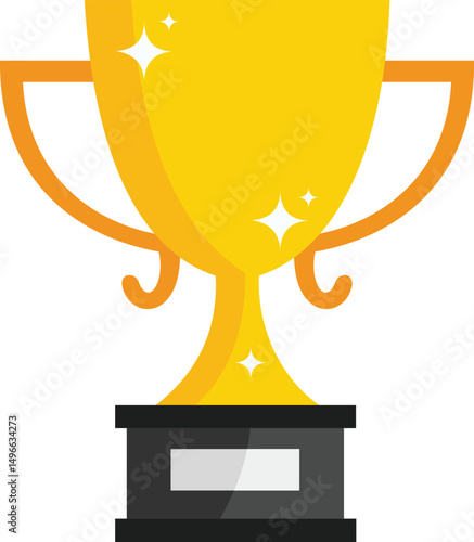 Trophy Cup Vector Illustration – Flat Minimalist Gold Award Icon Isolated on White Background, Ideal for Printable Stickers and Achievement Graphics