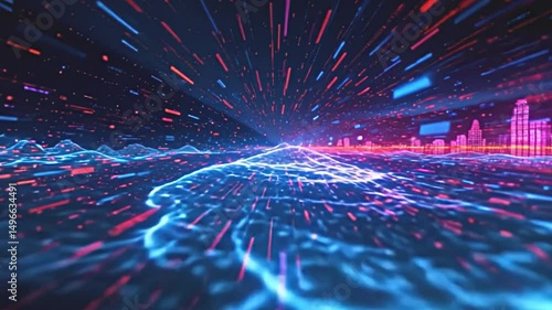 dynamic visual disturbance background, pulsating noise waves, glitchy textures, color overlaps, pixelated visuals, abstract error signals, rich detail, enchanting visual disarray