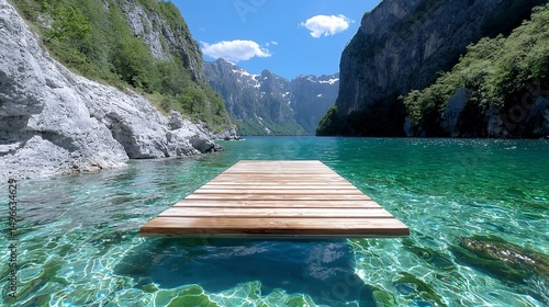 Wooden Pier Over Turquoise Lake Scenic View