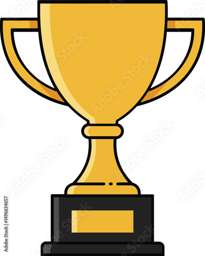 Trophy Cup Vector Illustration – Flat Minimalist Gold Award Icon Isolated on White Background, Ideal for Printable Stickers and Achievement Graphics