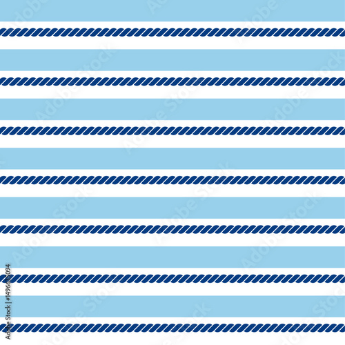 Blue stripe nautical rope knots trendy pattern for fashion design. Navycore seamless pattern vector illustration for print.