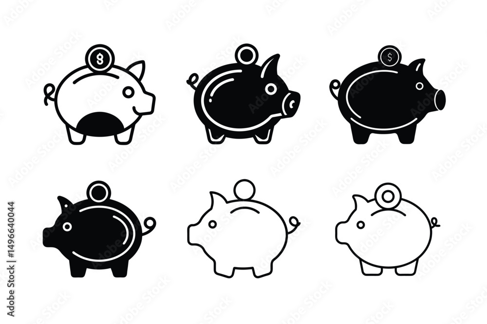 Fototapeta premium Smiling Piggy Bank Cartoon Vector Art