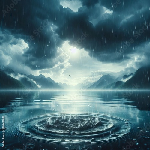 Wallpaper Mural Rain creating countless tiny ripples Torontodigital.ca