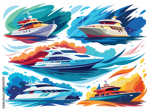 Collection of luxury yachts on the ocean
