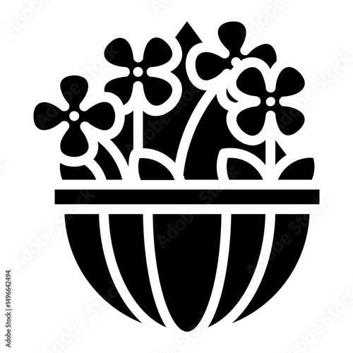 Hanging plants. This is a vector single icon with a solid style. It is suitable for any purpose, such as website design, mobile app design, logo design, etc.