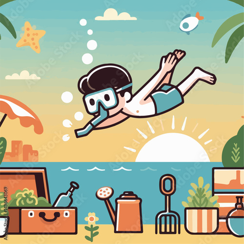 illustration  of a person diving in water