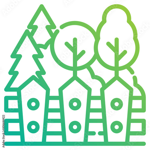 Gardening fence. This is a vector single icon with a dashed line gradient style. It is suitable for any purpose, such as website design, mobile app design, logo design, etc.