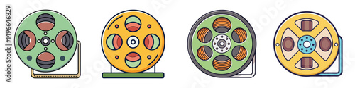 reel to reel tape flat illustration flat style