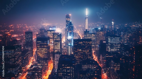 Wallpaper Mural City skyline at night, illuminated by lights. Torontodigital.ca