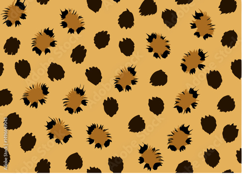 Seamless hyena fur print vector pattern. Repeating animal skin texture design with wild camouflage style background