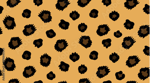 Seamless hyena fur print vector pattern. Repeating animal skin texture design with wild camouflage style background