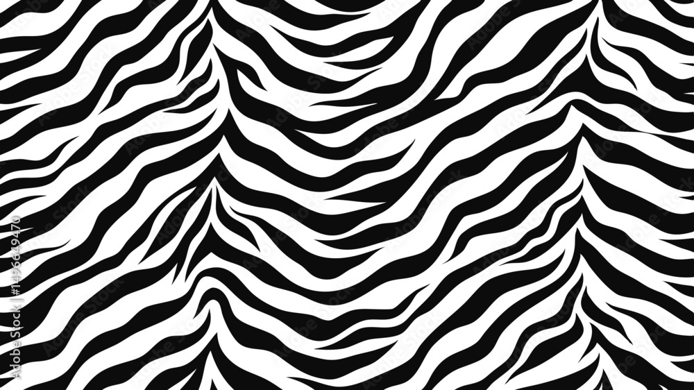 Seamless tiger print vector pattern silhouette. Wild animal fur texture design with striped background for textile Seamless tiger print vector pattern silhouette. Wild animal fur texture design with striped background for textile
