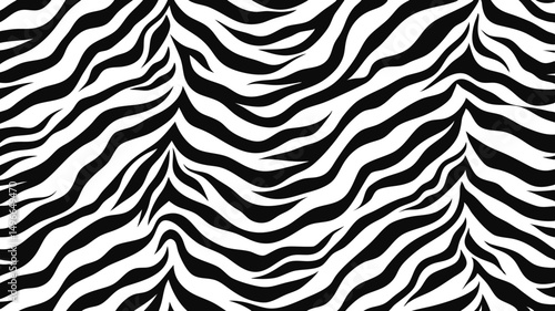 Seamless tiger print vector pattern silhouette. Wild animal fur texture design with striped background for textile