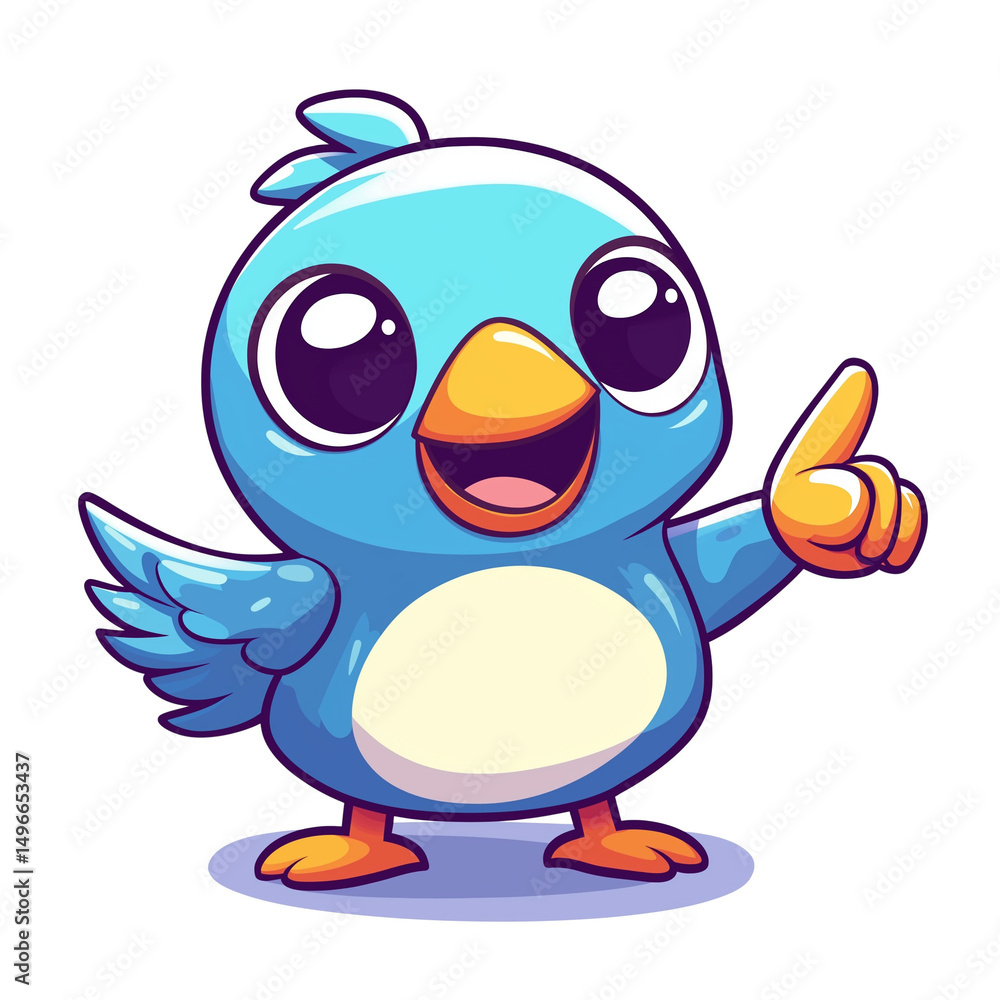 Naklejka premium Playful colorful cartoon bird. PNG image, transparent background