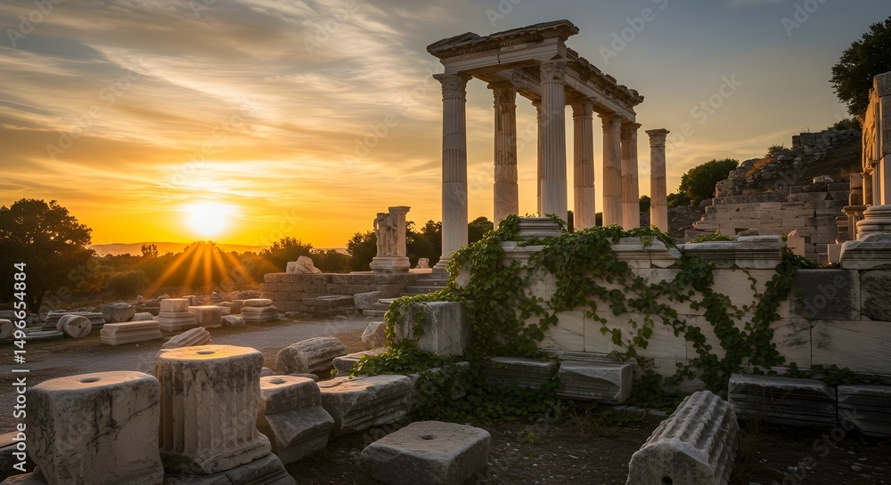 Obraz premium Antient era building inspire with the amazing sunset warm 