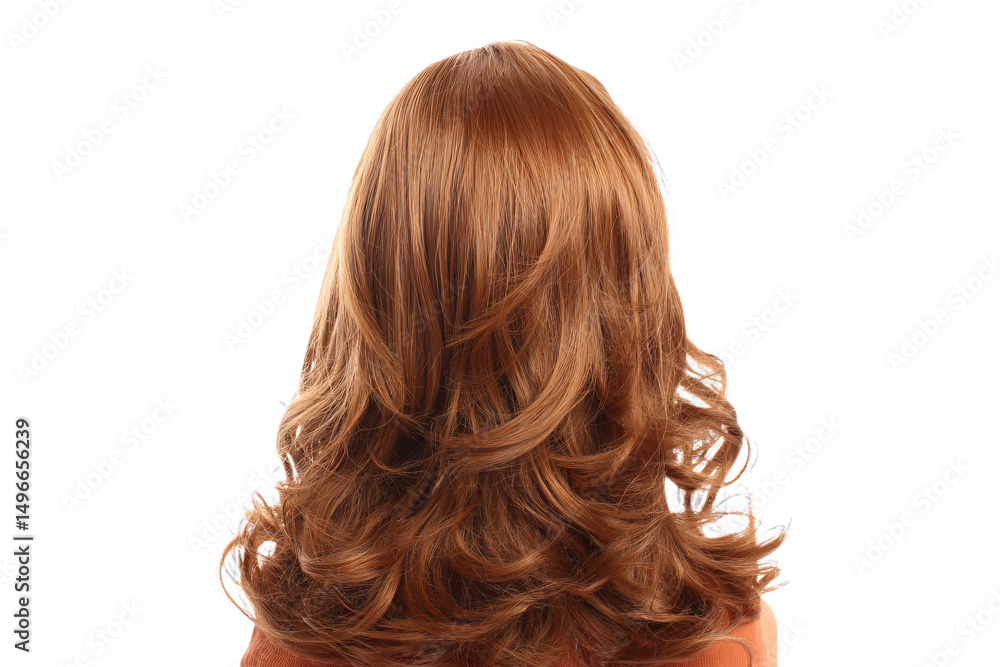 Fototapeta premium Brown adult wig PNG, isolated for styling and creative design purposes.