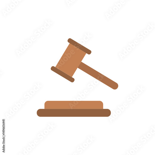 Simple illustration of a wooden gavel resting on a sounding block for legal representation