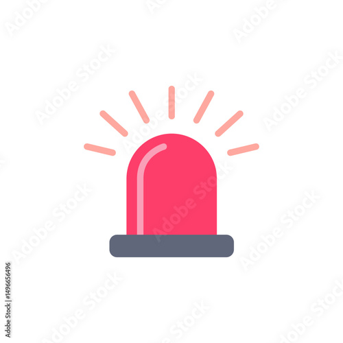 Emergency signaling light graphic emblem with radiating glow on transparent base