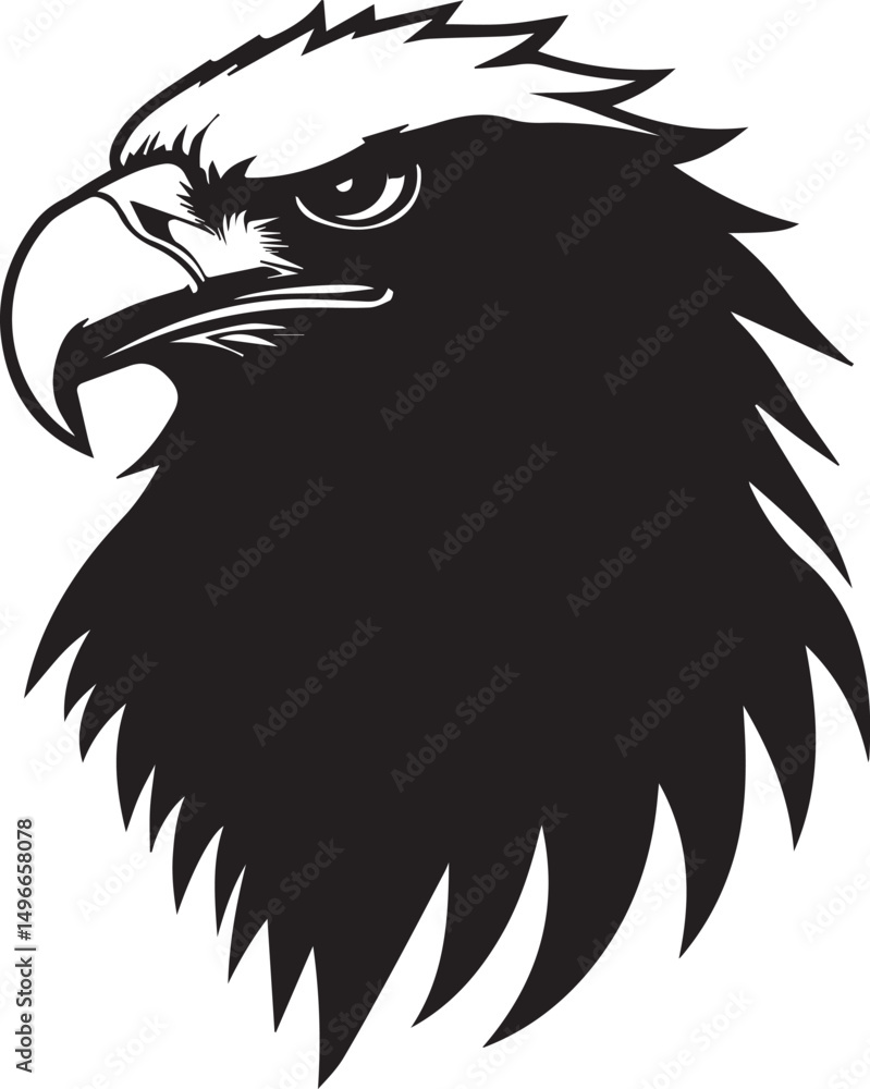 Fototapeta premium Eagle bird Head icon black and white silhouette vector 