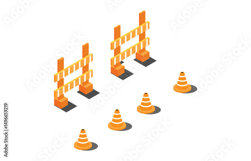 isometric hole illustration on the highway, vector illustration