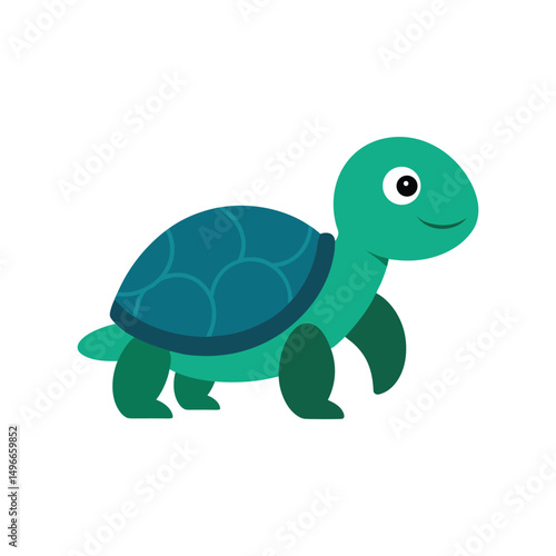turtle hatchling crawling colour vector illustration