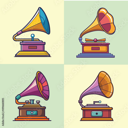 gramophone flat illustration flat style