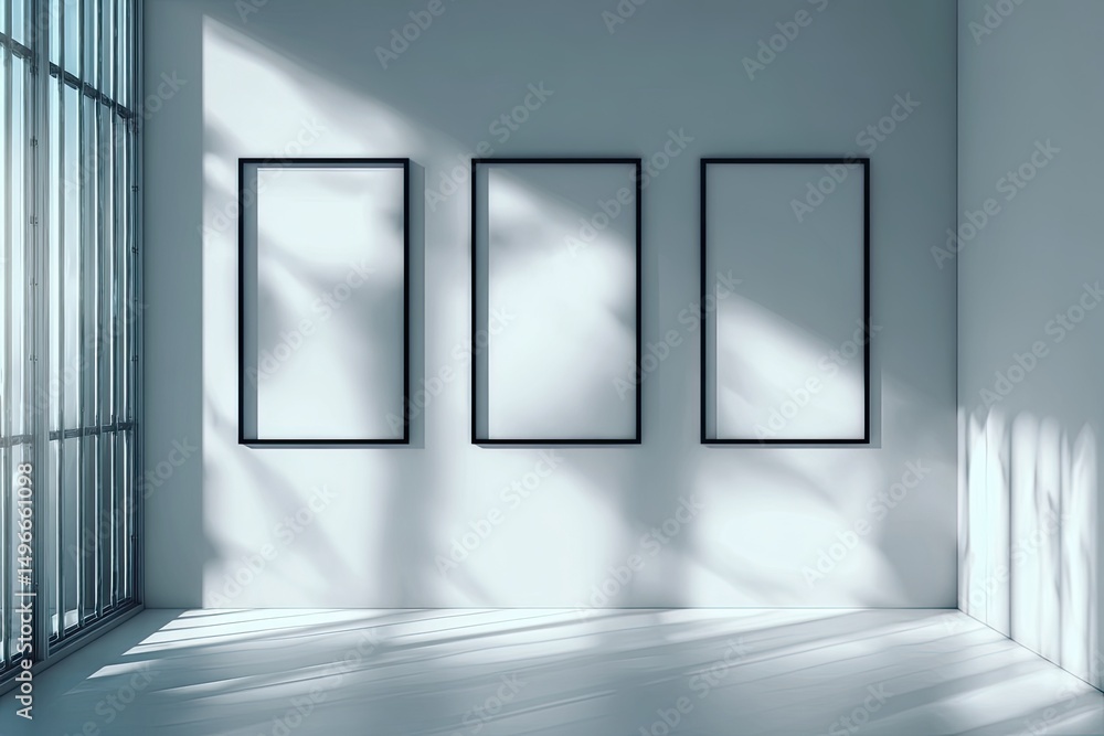 Modern gallery wall mockup, bathed in natural light Modern gallery wall mockup, bathed in natural light
