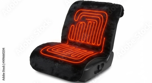 Warm glowing wires heat plush car seat cover. AI Generated