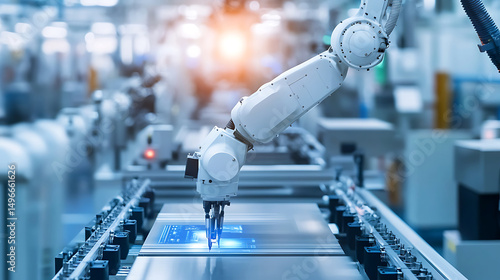 Robotic Arm in a Modern Automated Manufacturing Factory