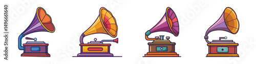 gramophone flat illustration flat style