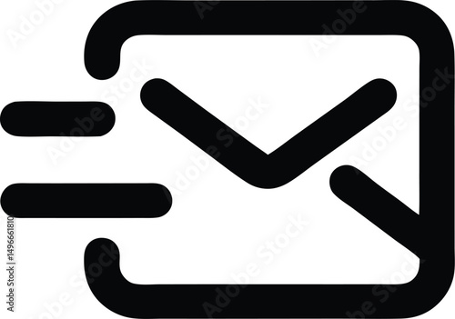 "Email Send Icon Silhouette – Black Vector Fast Mail Symbol for Messaging Apps"