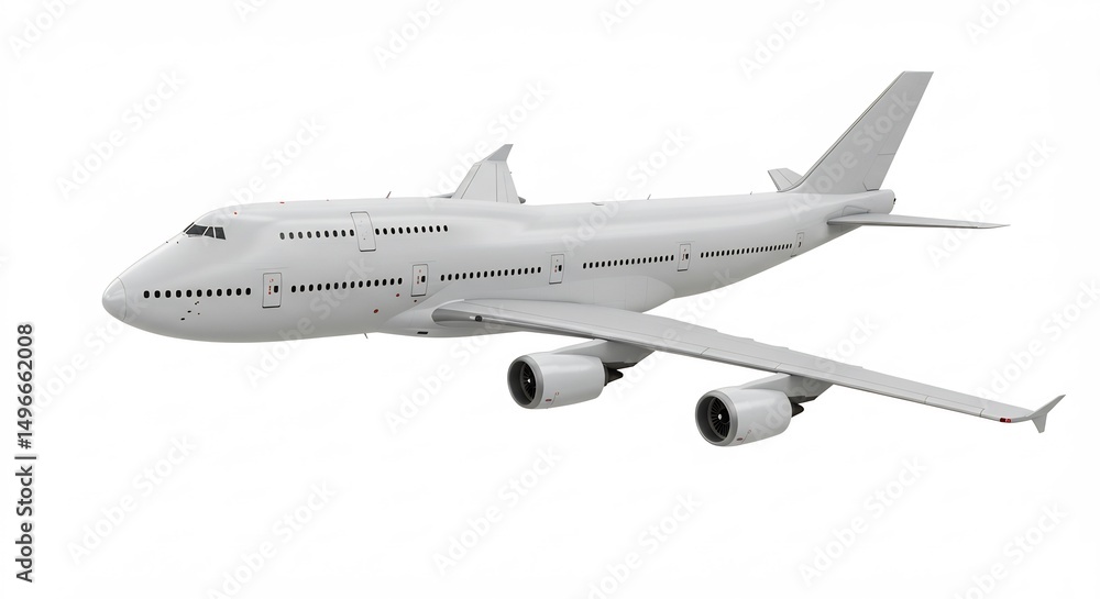 Obraz premium Clean White Airplane Soaring High Bright Studio Lighting. AI Generated